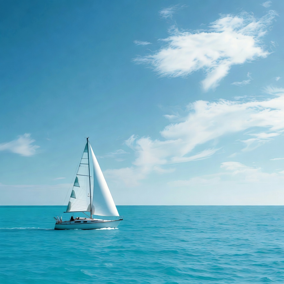 White sailboat on turquoise ocean White sailboat on turquoise ocean