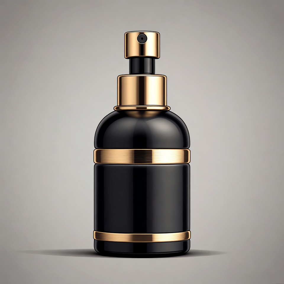 Black perfume bottle with gold accents Black perfume bottle with gold accents