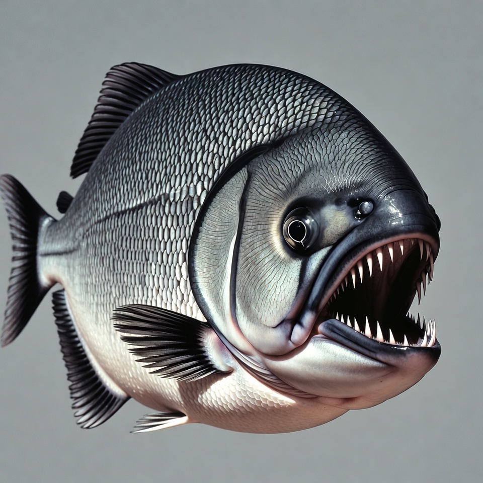 Giant Piranha Fish with Open Mouth Giant Piranha Fish with Open Mouth
