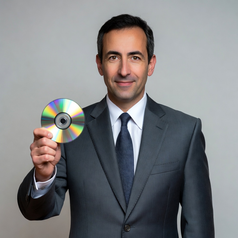 Man holding CD disc Man holding CD disc
