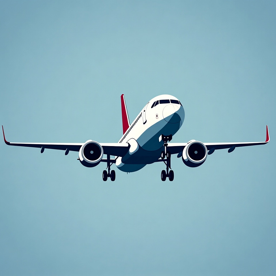 White Airplane Landing Illustration White Airplane Landing Illustration