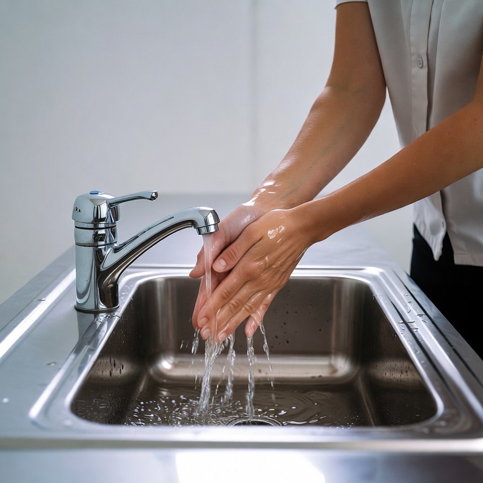 Woman washing hands at sink Woman washing hands at sink