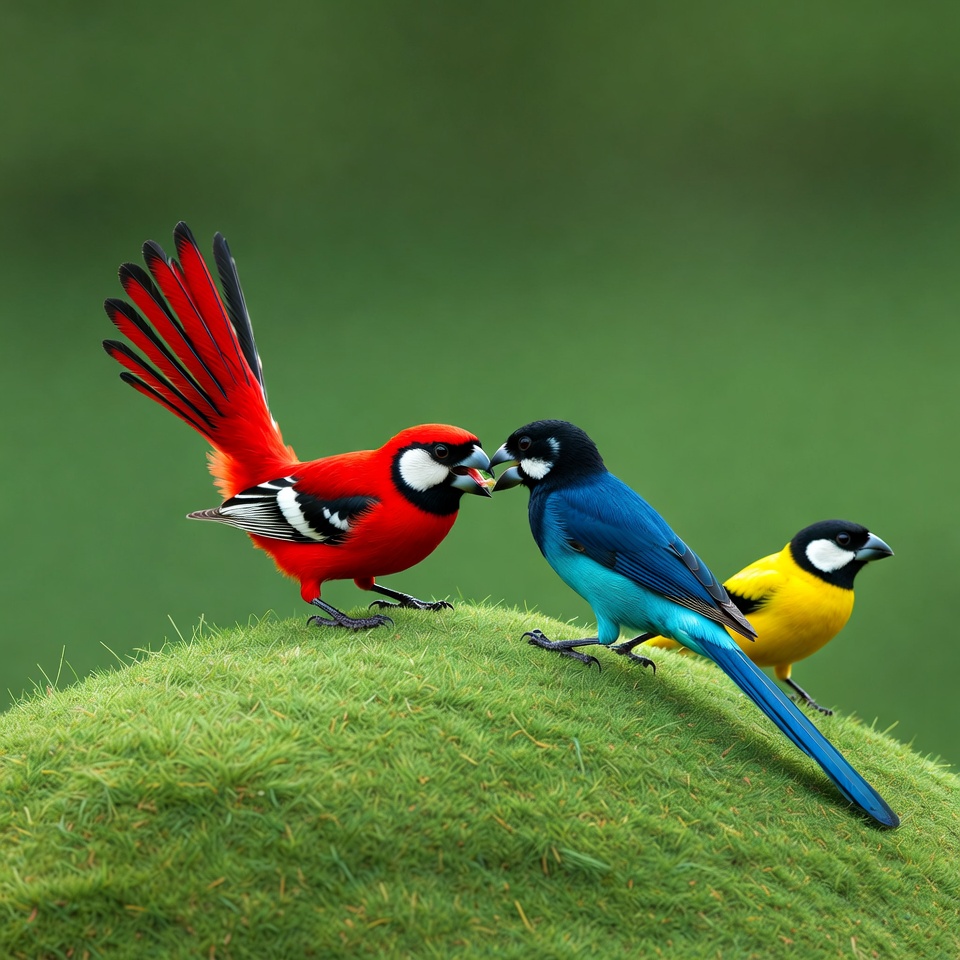 Red Blue Yellow Toucans on Green Hill Red Blue Yellow Toucans on Green Hill