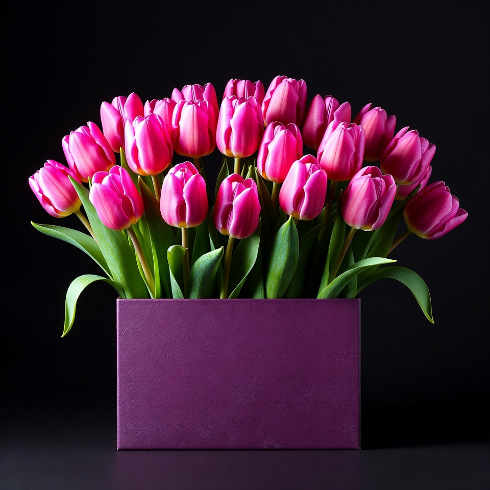 Pink Tulips in Purple Box Pink Tulips in Purple Box