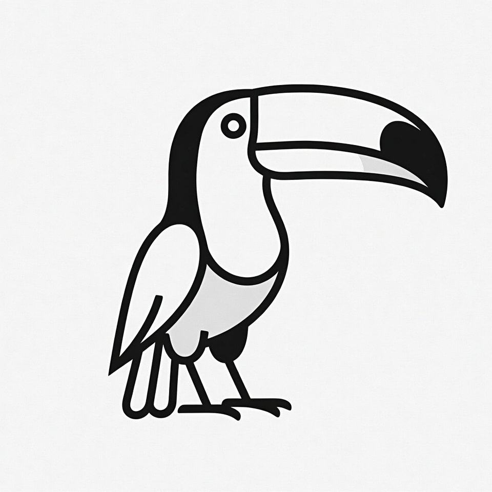 Black and white toucan illustration Black and white toucan illustration