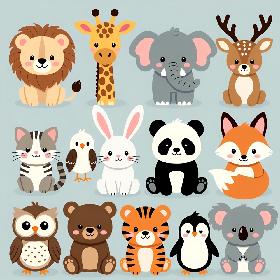 Cute Cartoon Animals Collection Cute Cartoon Animals Collection