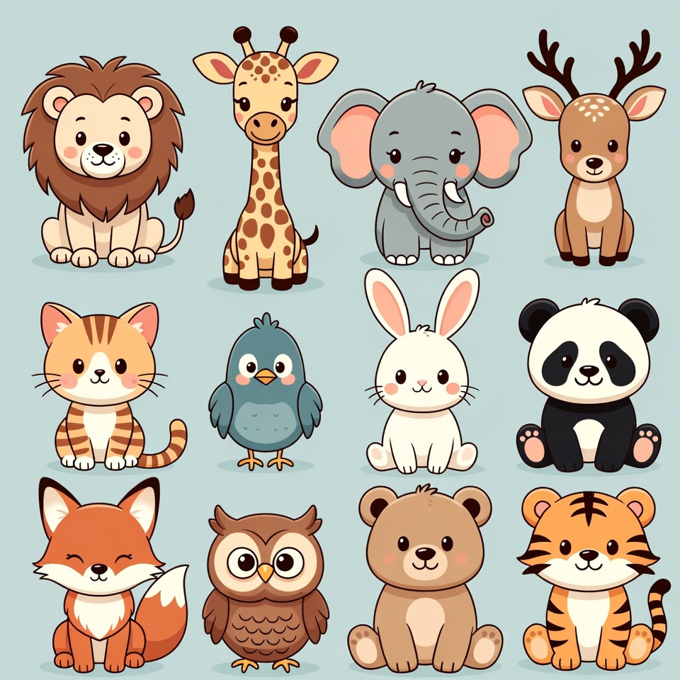 Cute Cartoon Animals Collection Cute Cartoon Animals Collection