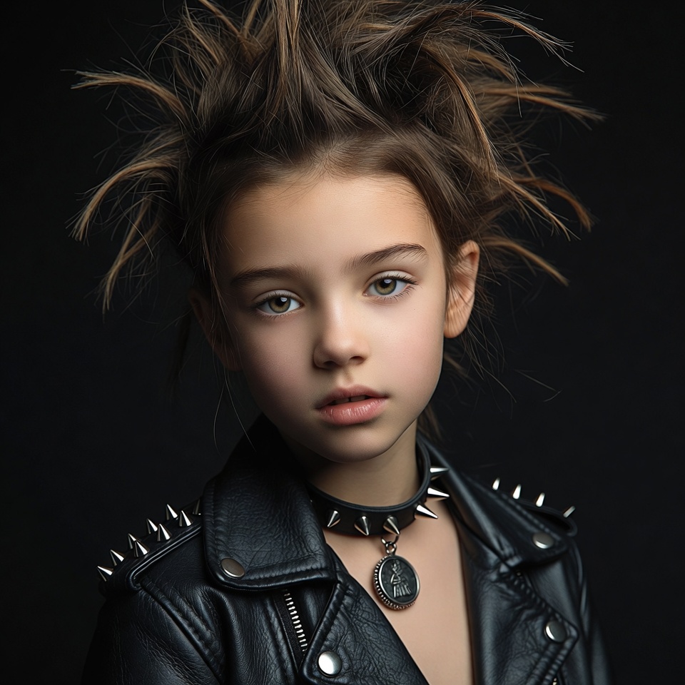 Girl with spiked mohawk and leather jacket Girl with spiked mohawk and leather jacket