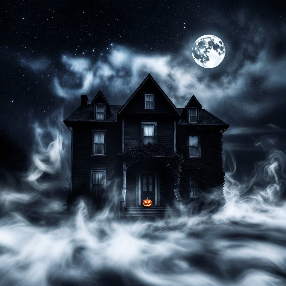 Haunted House with Jack-o-Lantern Haunted House with Jack-o-Lantern