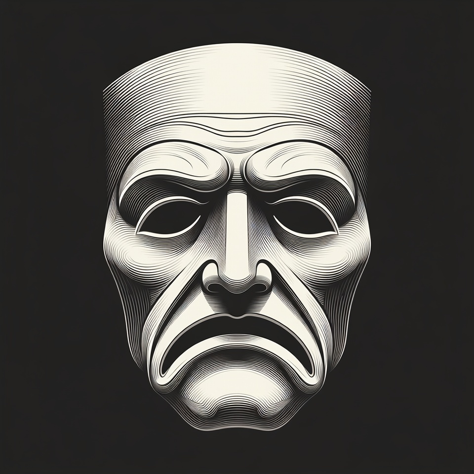 Greek Tragedy Mask Illustration Greek Tragedy Mask Illustration