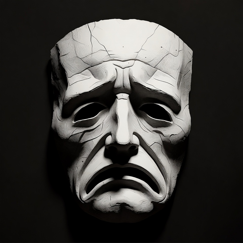 Cracked White Tragedy Mask Cracked White Tragedy Mask