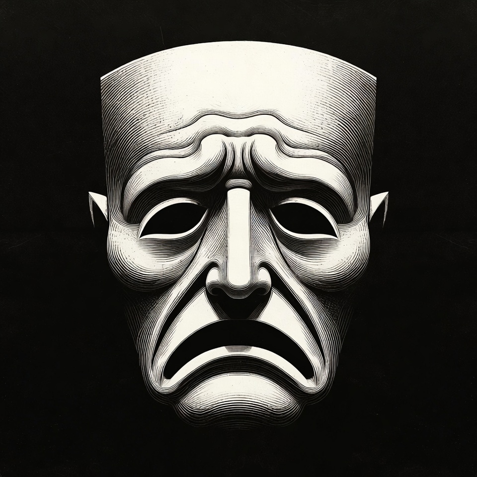 Sad Theater Mask Illustration Sad Theater Mask Illustration