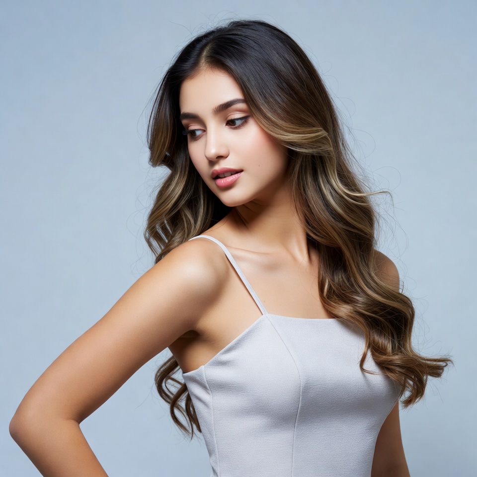 Asian woman in white dress profile Asian woman in white dress profile