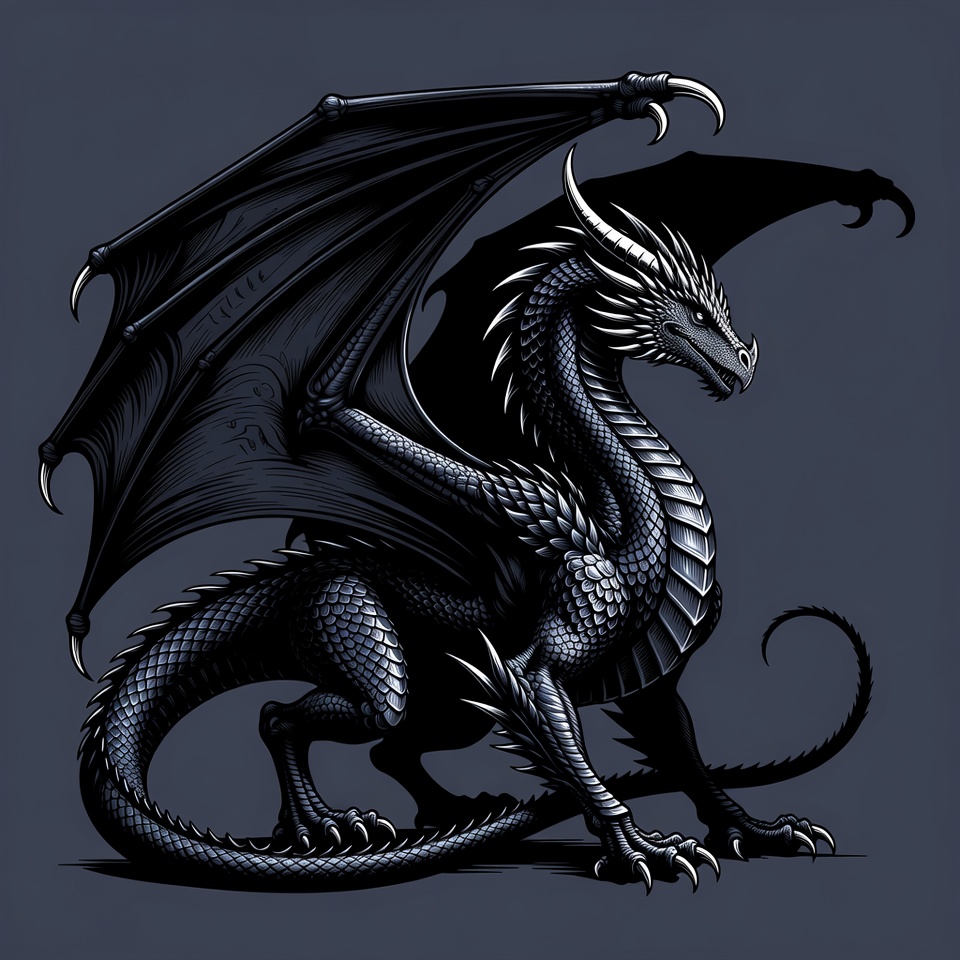 Black Dragon with Spread Wings Black Dragon with Spread Wings