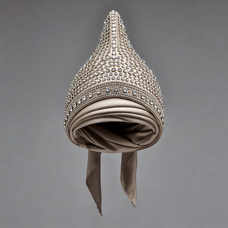 Bejeweled Pointed Hood with Tassels Bejeweled Pointed Hood with Tassels