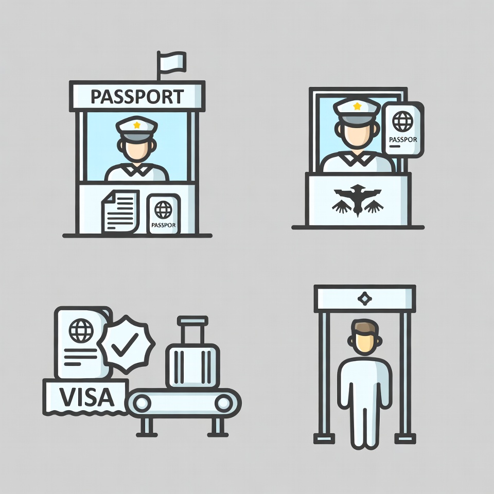 Airport Security Line Icons Airport Security Line Icons