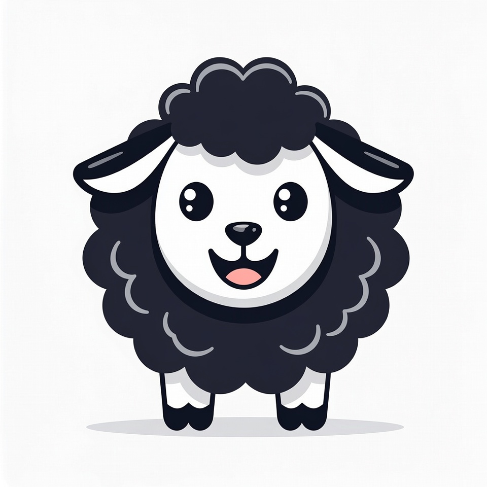 Cute black fluffy sheep illustration Cute black fluffy sheep illustration
