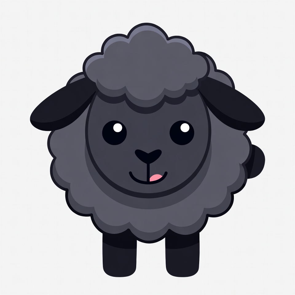Cartoon black sheep sticking tongue out Cartoon black sheep sticking tongue out