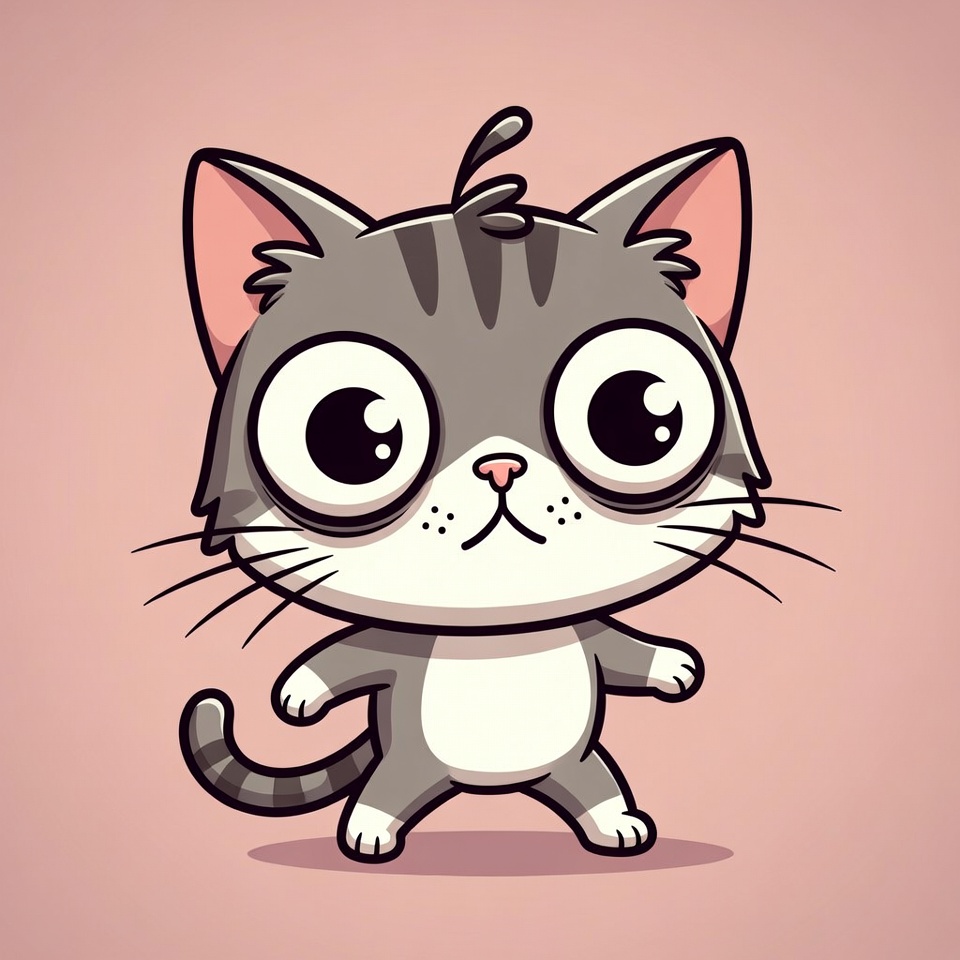 Cute cartoon gray tabby cat Cute cartoon gray tabby cat