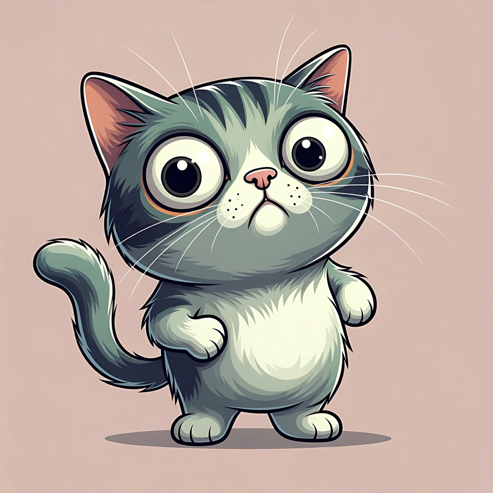 Cute cartoon tabby kitten with big eyes Cute cartoon tabby kitten with big eyes