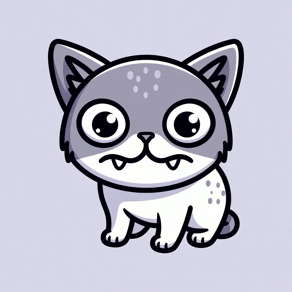 Cute cartoon kitten with big eyes Cute cartoon kitten with big eyes