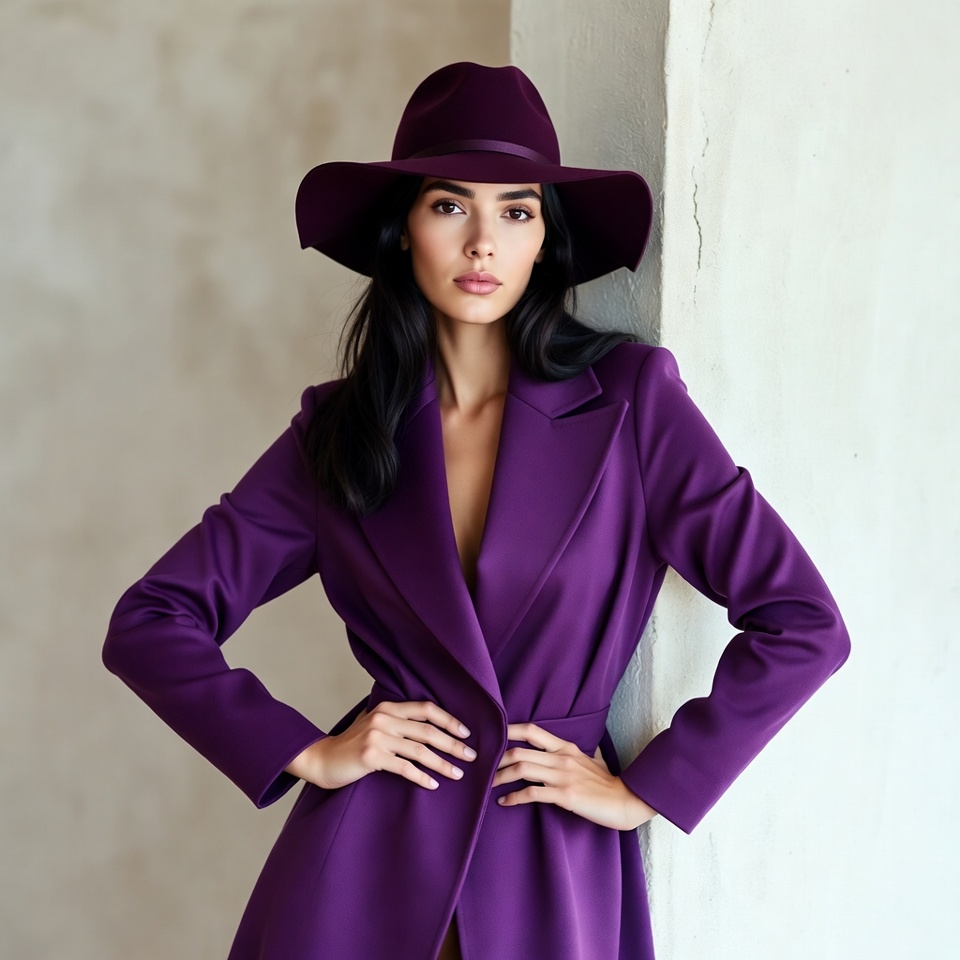 Woman in Purple Hat and Coat Woman in Purple Hat and Coat