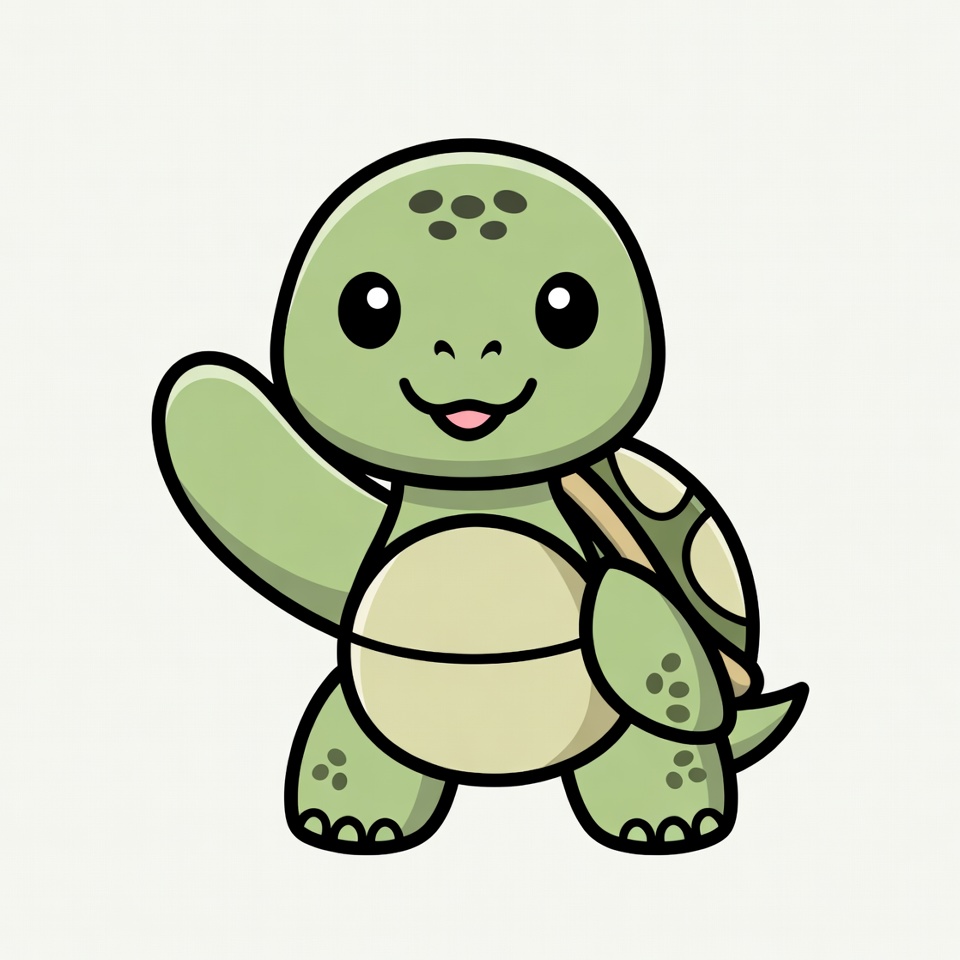 Cute cartoon turtle waving Cute cartoon turtle waving