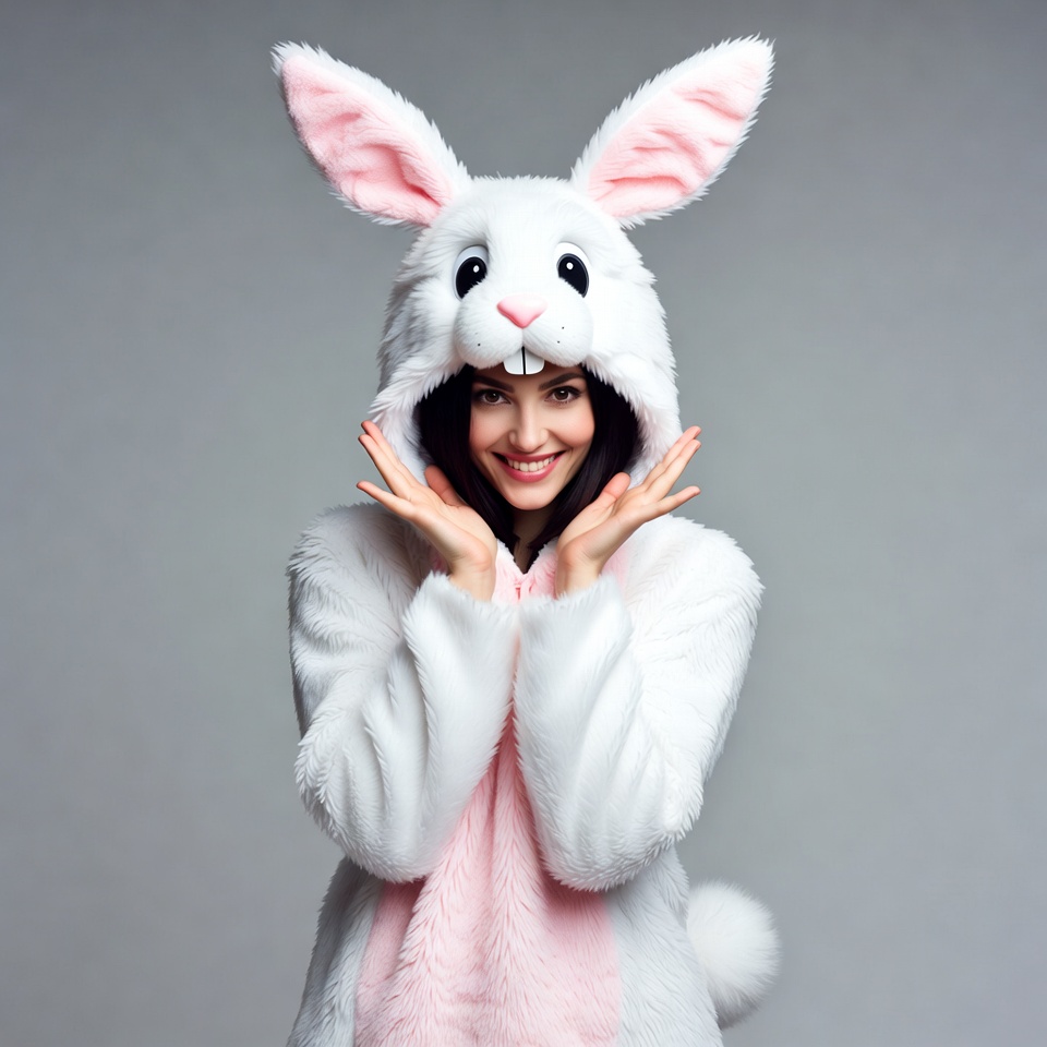 Woman in pink bunny costume Woman in pink bunny costume