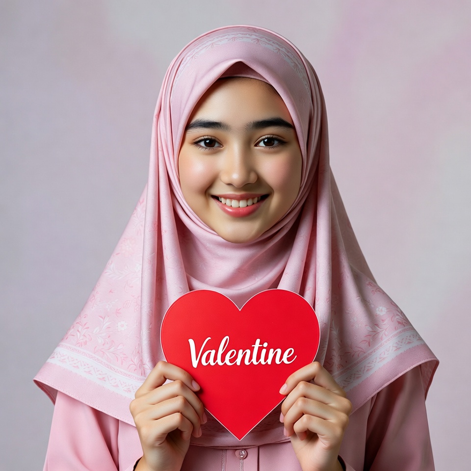 Smiling woman holding Valentine heart Smiling woman holding Valentine heart
