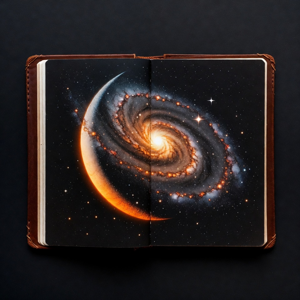 Open Leather Journal with Galaxy Open Leather Journal with Galaxy
