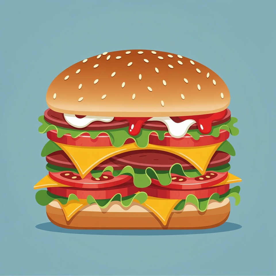 Stacked Cheeseburger Illustration Stacked Cheeseburger Illustration