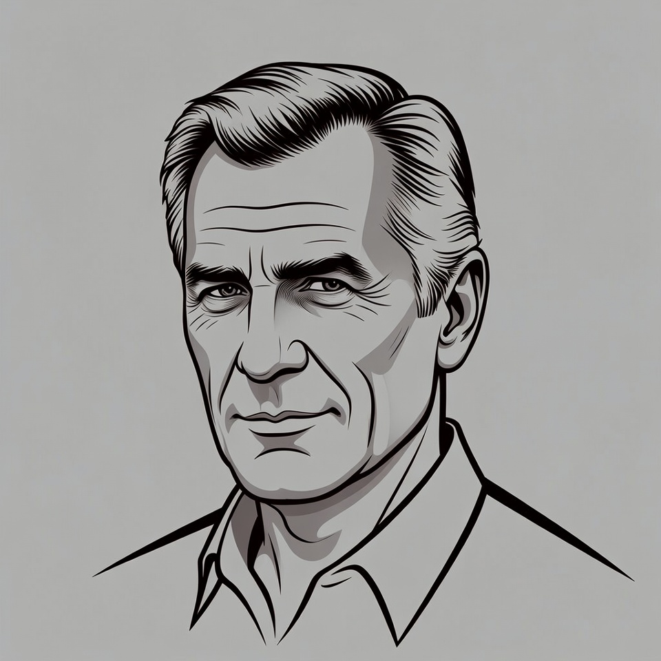 Line art portrait of mature man Line art portrait of mature man