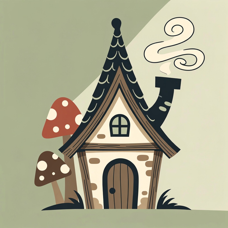 Cute Mushroom House Illustration Cute Mushroom House Illustration