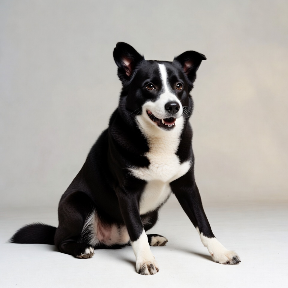 Black and white dog sitting Black and white dog sitting