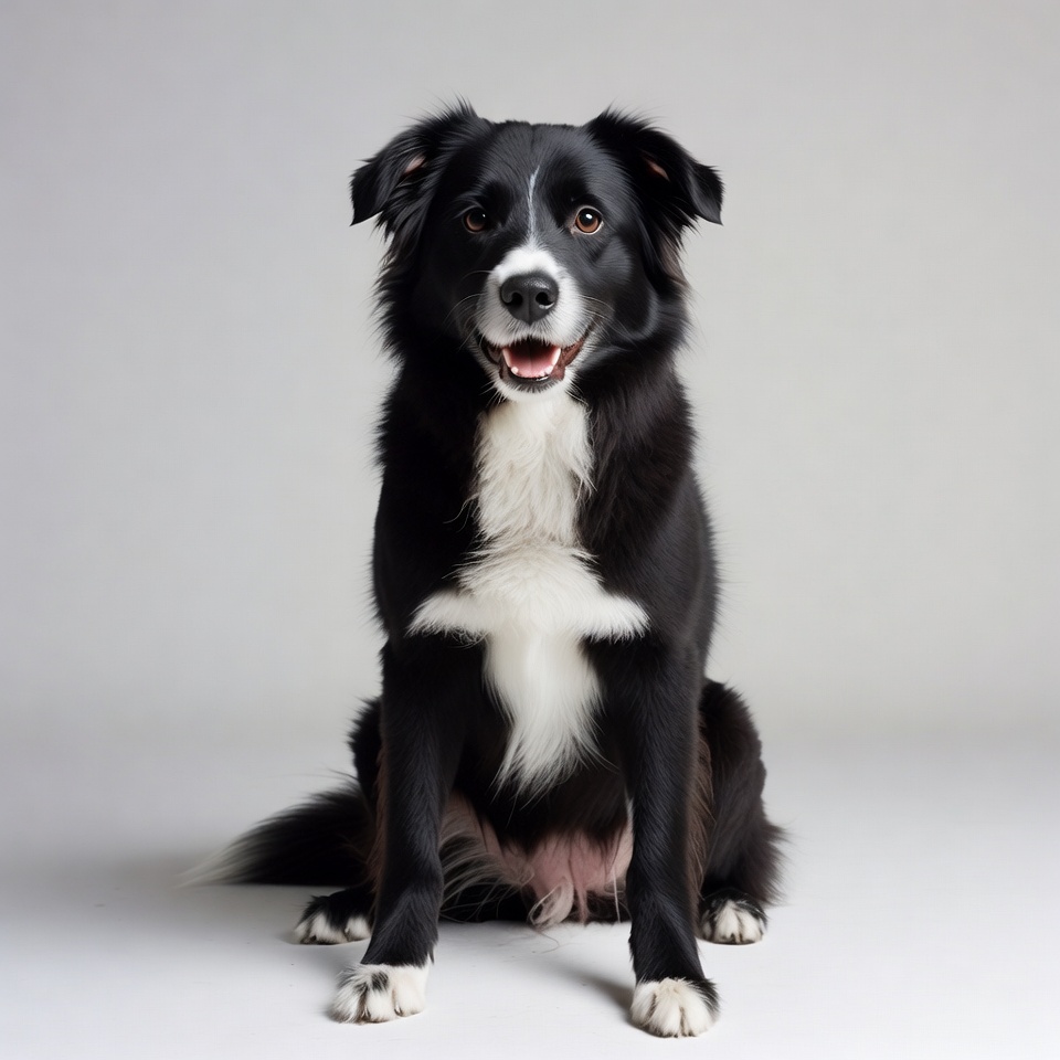 Black and white Border Collie sitting Black and white Border Collie sitting