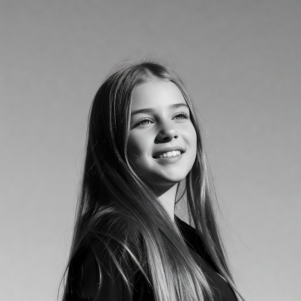 Smiling girl with long hair profile Smiling girl with long hair profile