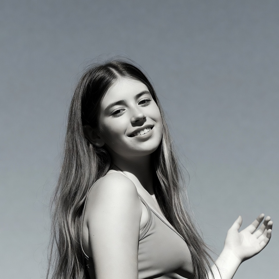 Smiling young woman waving hand Smiling young woman waving hand