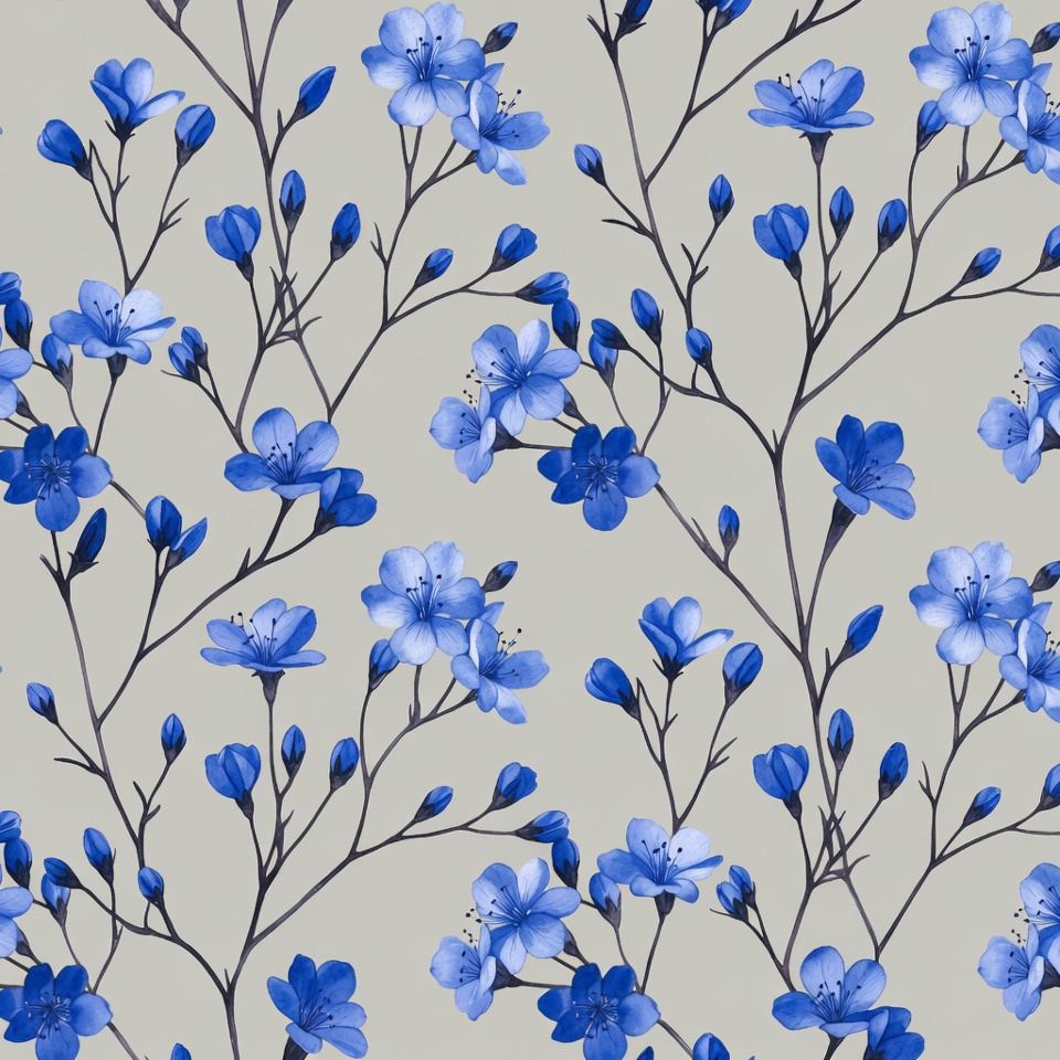 Blue Flowers on Gray Background Blue Flowers on Gray Background