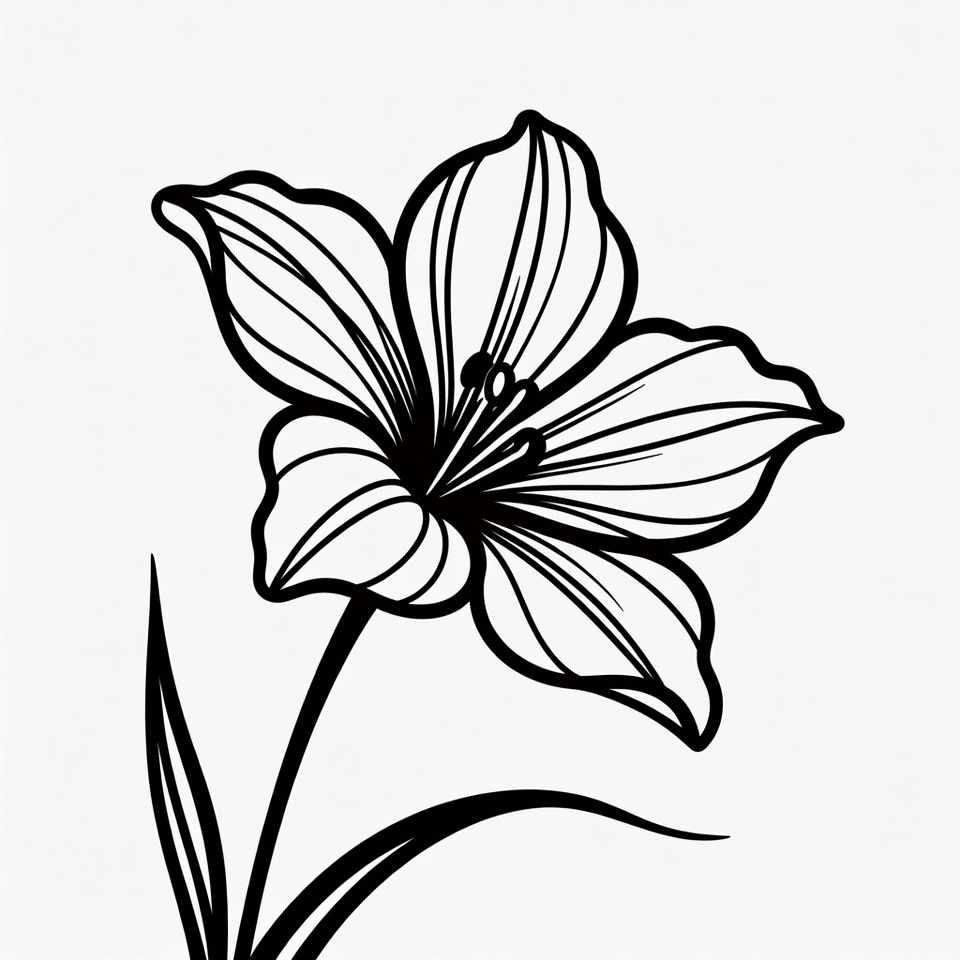 Black Lily Flower Outline Black Lily Flower Outline