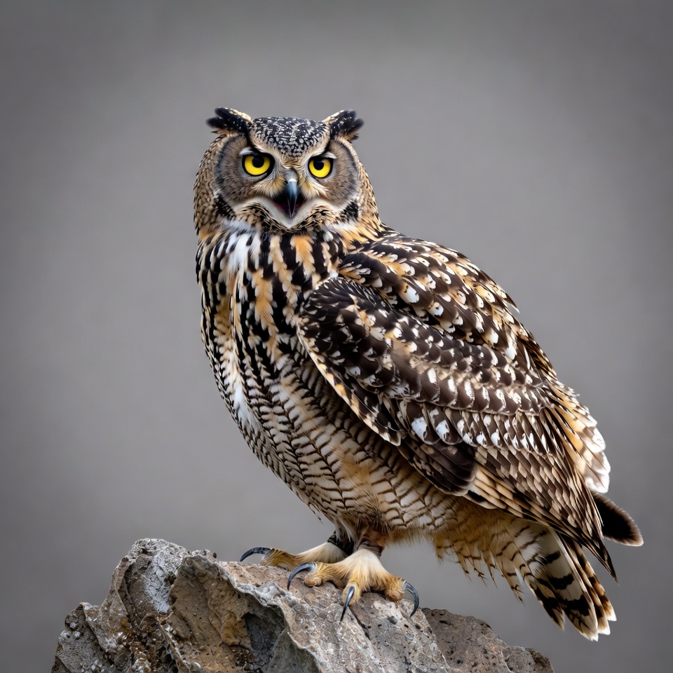 Great Horned Owl on Rock Great Horned Owl on Rock