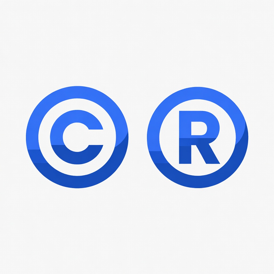 Blue Copyright and Trademark Symbols Blue Copyright and Trademark Symbols