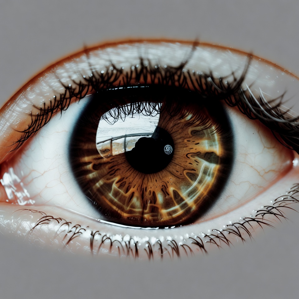 Close-up brown eye with reflection Close-up brown eye with reflection