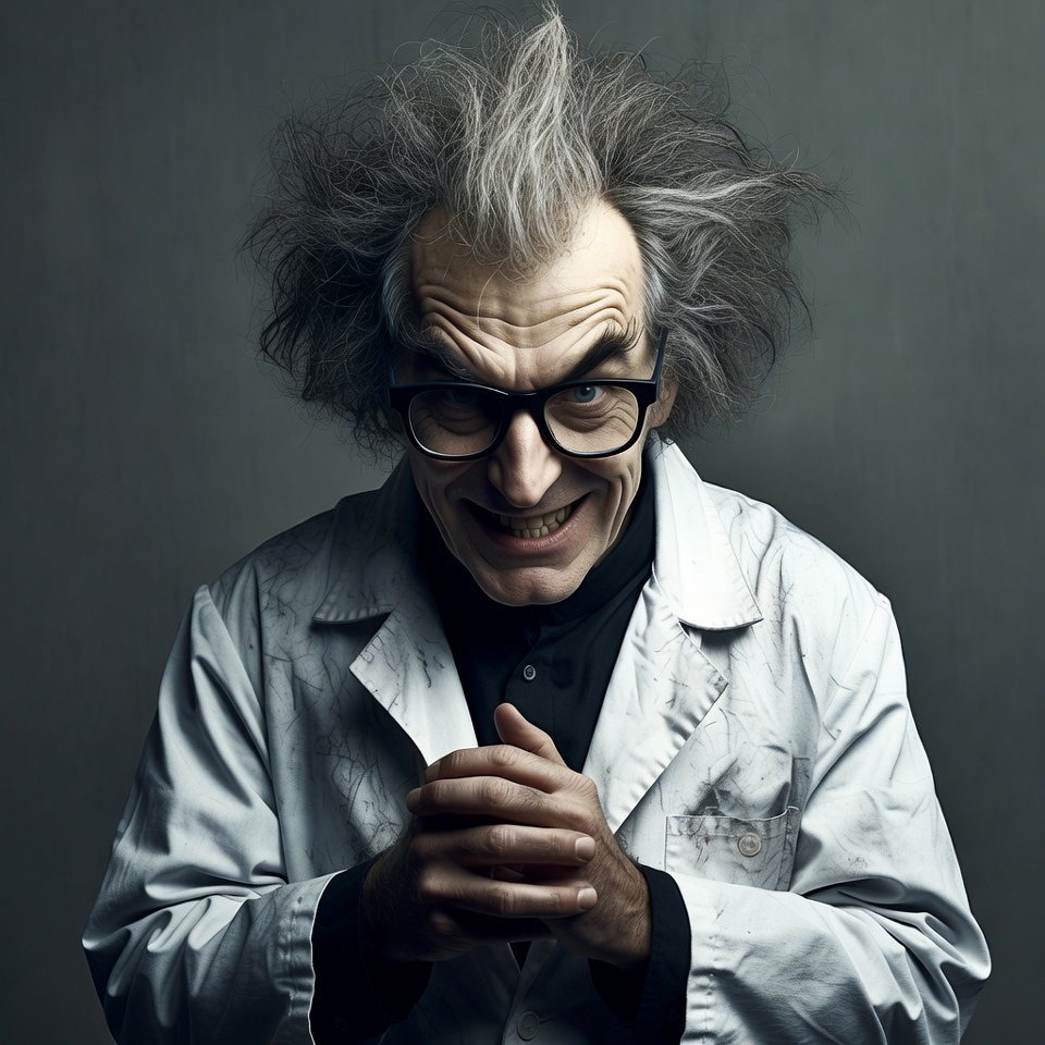 Mad scientist with wild hair Mad scientist with wild hair