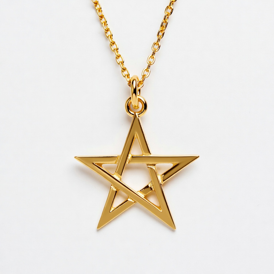 Gold pentagram necklace pendant Gold pentagram necklace pendant
