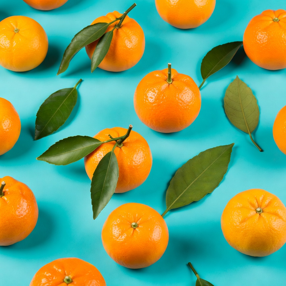 Mandarin Oranges on Blue Background Mandarin Oranges on Blue Background