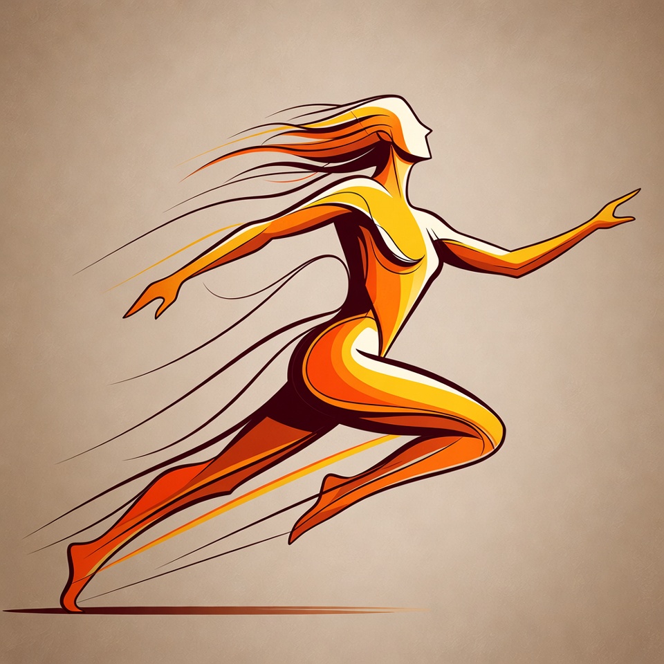 Dynamic running woman silhouette illustration Dynamic running woman silhouette illustration