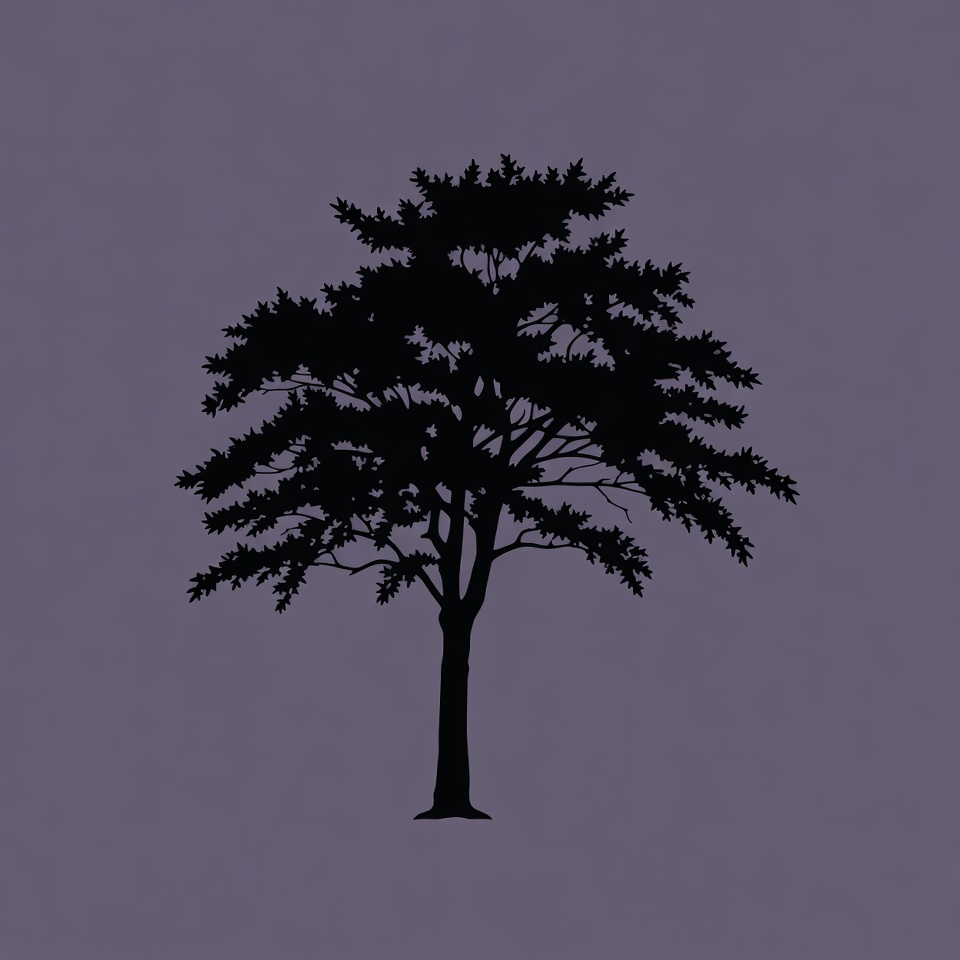 Black Silhouette Tree on Purple Background Black Silhouette Tree on Purple Background