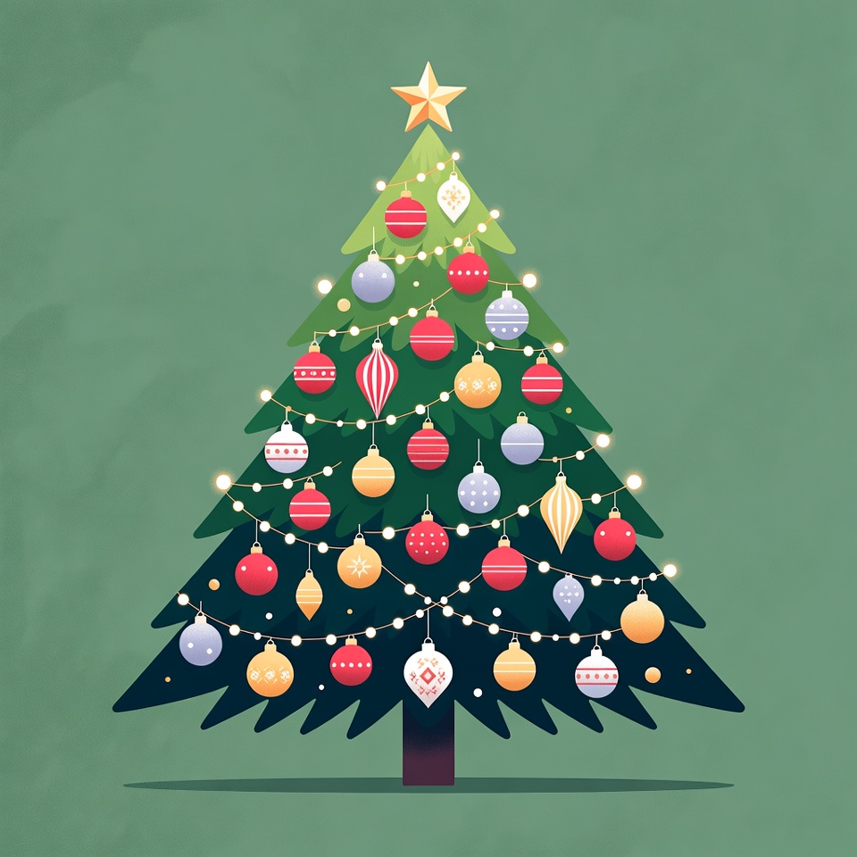 Decorated Christmas Tree Illustration Decorated Christmas Tree Illustration