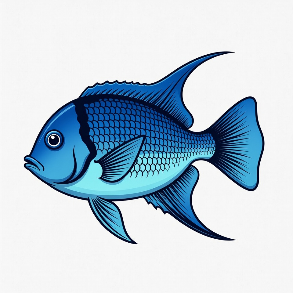 Blue Cichlid Fish Illustration Blue Cichlid Fish Illustration