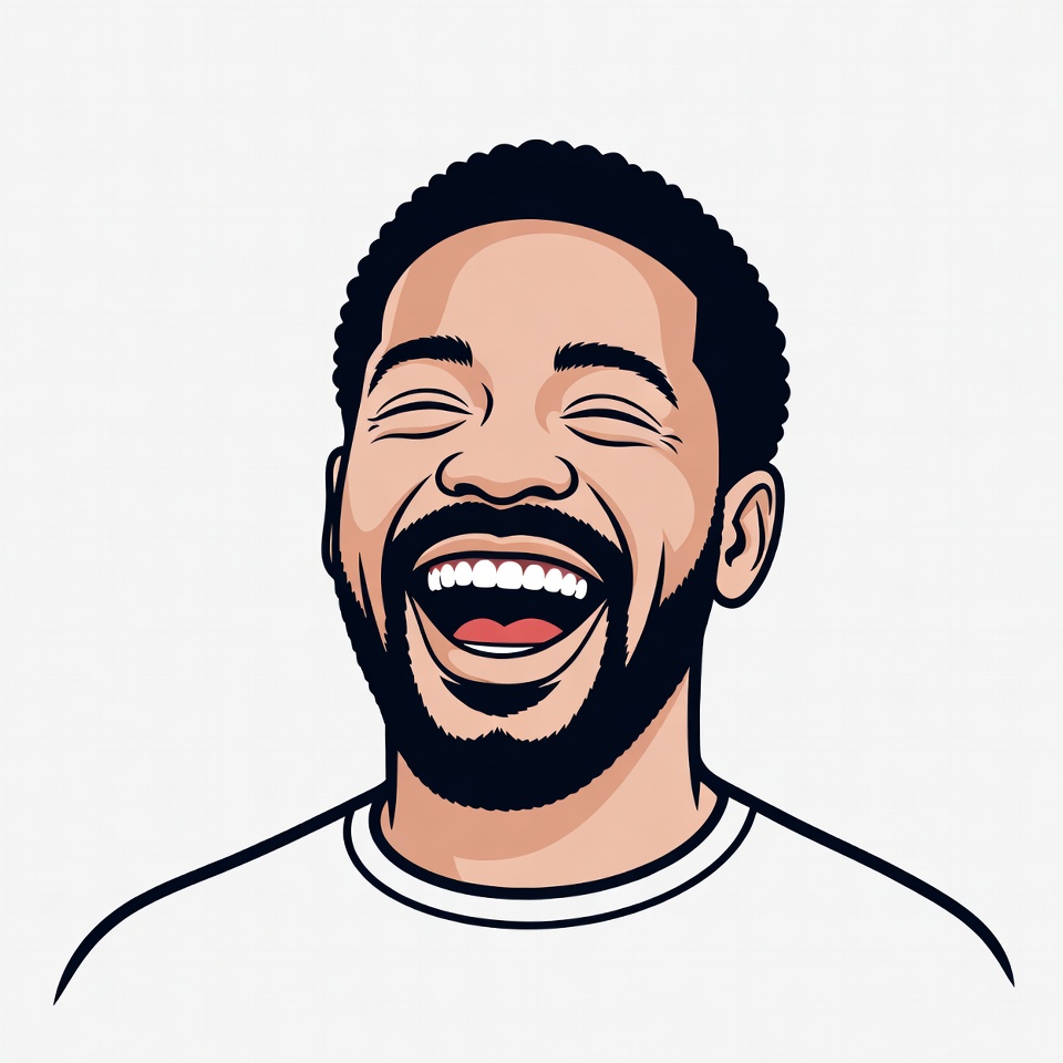 African-American man laughing illustration African-American man laughing illustration